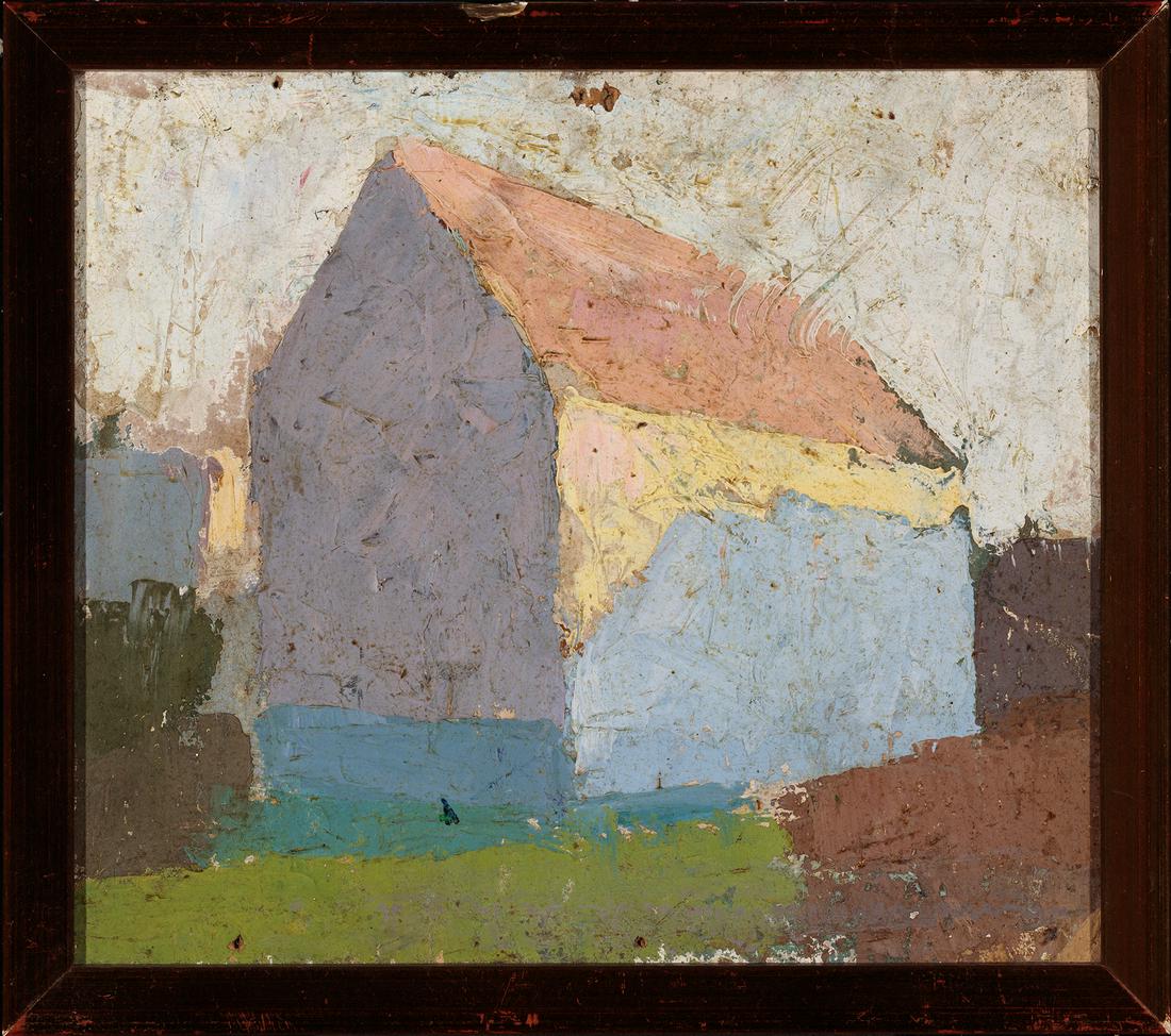 Remo Farruggio, Untitled (Recto: Building, Verso: Landscape), n.d., Oil on panel: Remo Farruggio (1904-1981) Untitled (Recto: Building, Verso: Landscape), n.d. Oil on panel Unsigned