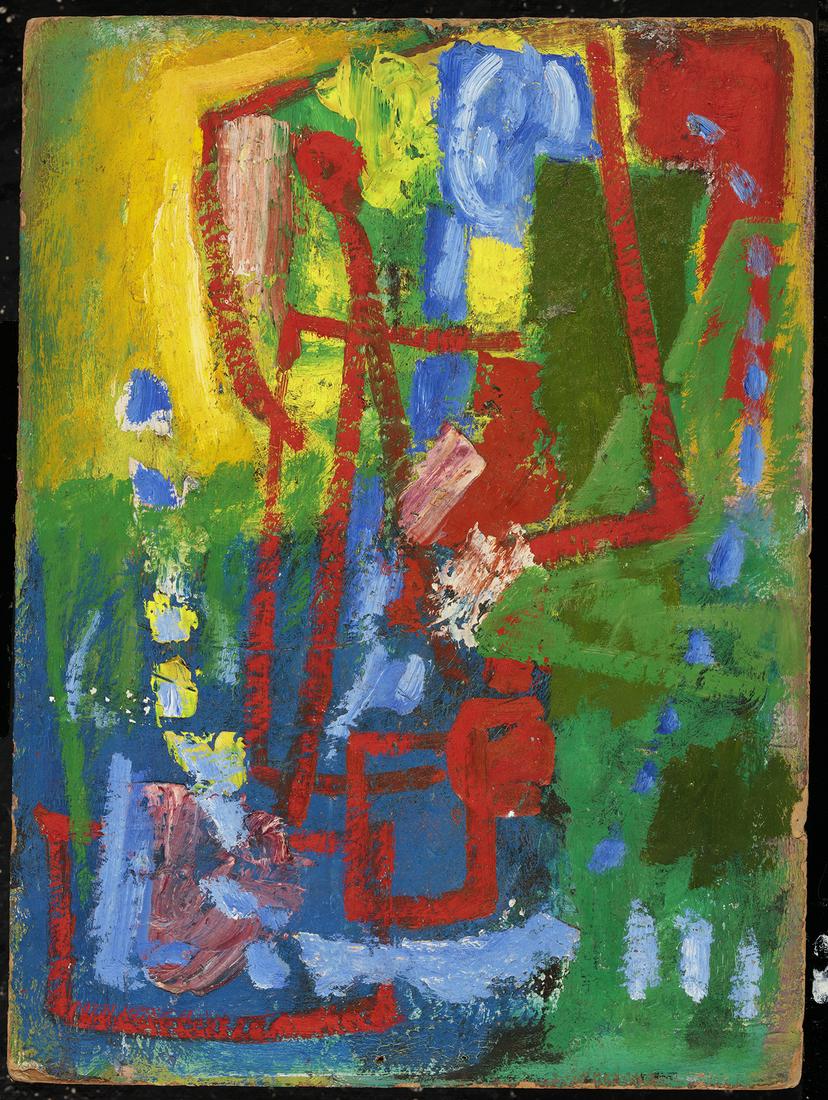 William Freed, Untitled (Recto: Green Abstract, Verso: Man), n.d., Oil on panel: William Freed (1902-1984) Untitled (Recto: Green Abstract, Verso: Man), n.d. Oil on panel Unsigned