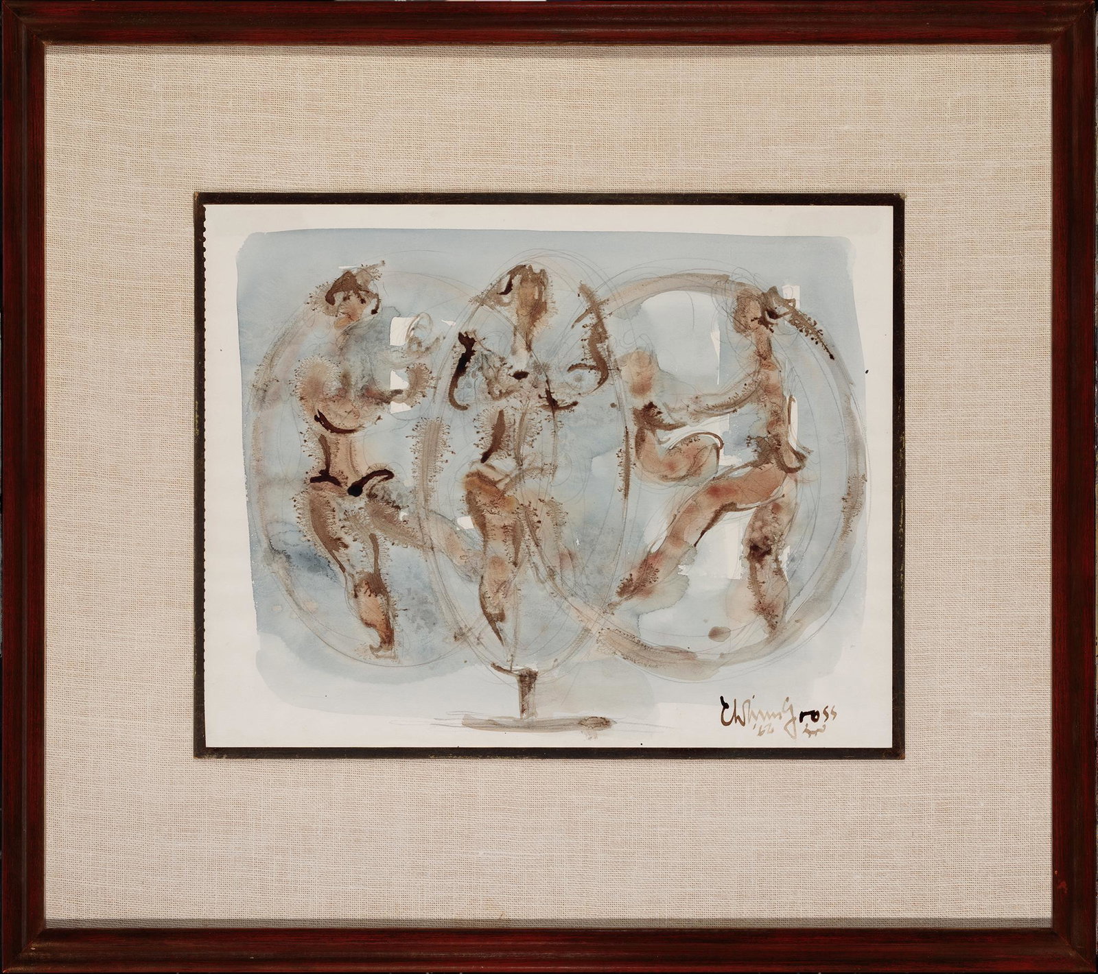 Chaim Gross, The Circus, 1966, Watercolor on paper: Chaim Gross (1904-1991) The Circus, 1966 Watercolor on paper Signed lower right
