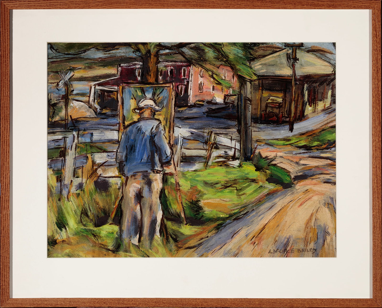 LaForce Bailey, Untitled (Man Painting), Gouache on paper (1 of 1)