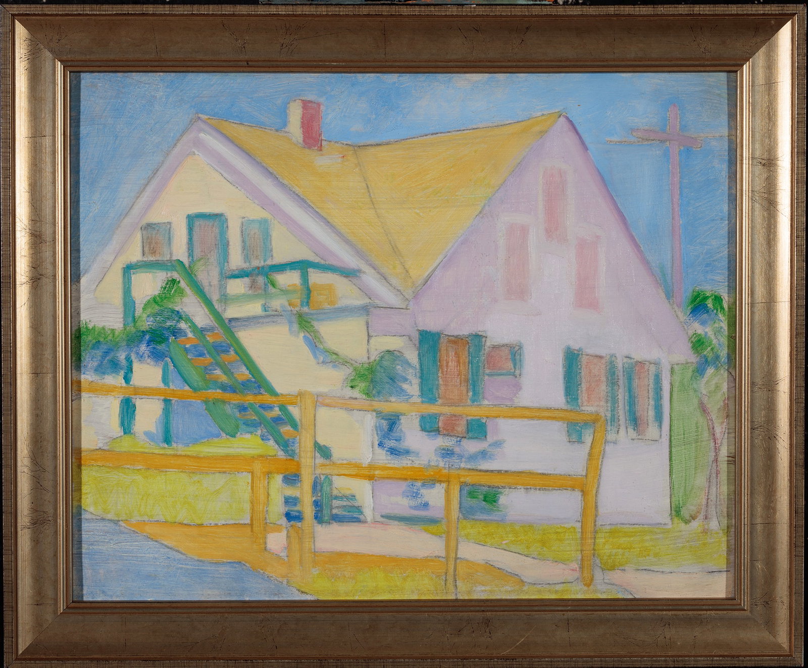 Jane Mumford, Provincetown/The Yellow Roof, Oil on panel (1 of 2)