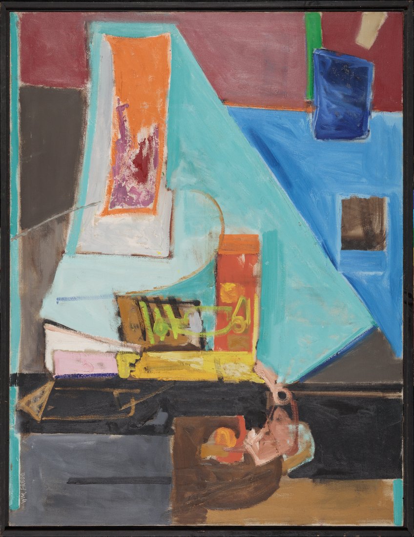 William Freed, Turquoise Table, Oil on canvas: William Freed (1902-1984) Turquoise Table, 1954 Oil on canvas Signed upper right 100% of proceeds from this sale go to PAAM