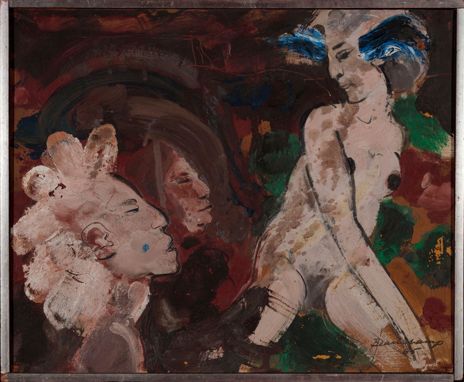 Robert Beauchamp, Untitled (3 Figures), Oil on panel (1 of 2)