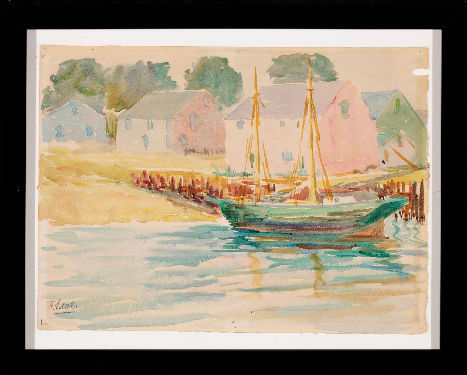 Albert Edel, Untitled (Boat at Shore), Watercolor (1 of 1)