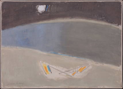 James Lechay, Beach, Blue and Orange, Oil on canvas: James Lechay (1907-2001) Beach, Blue and Orange, n.d. Oil on canvas Signed lower left