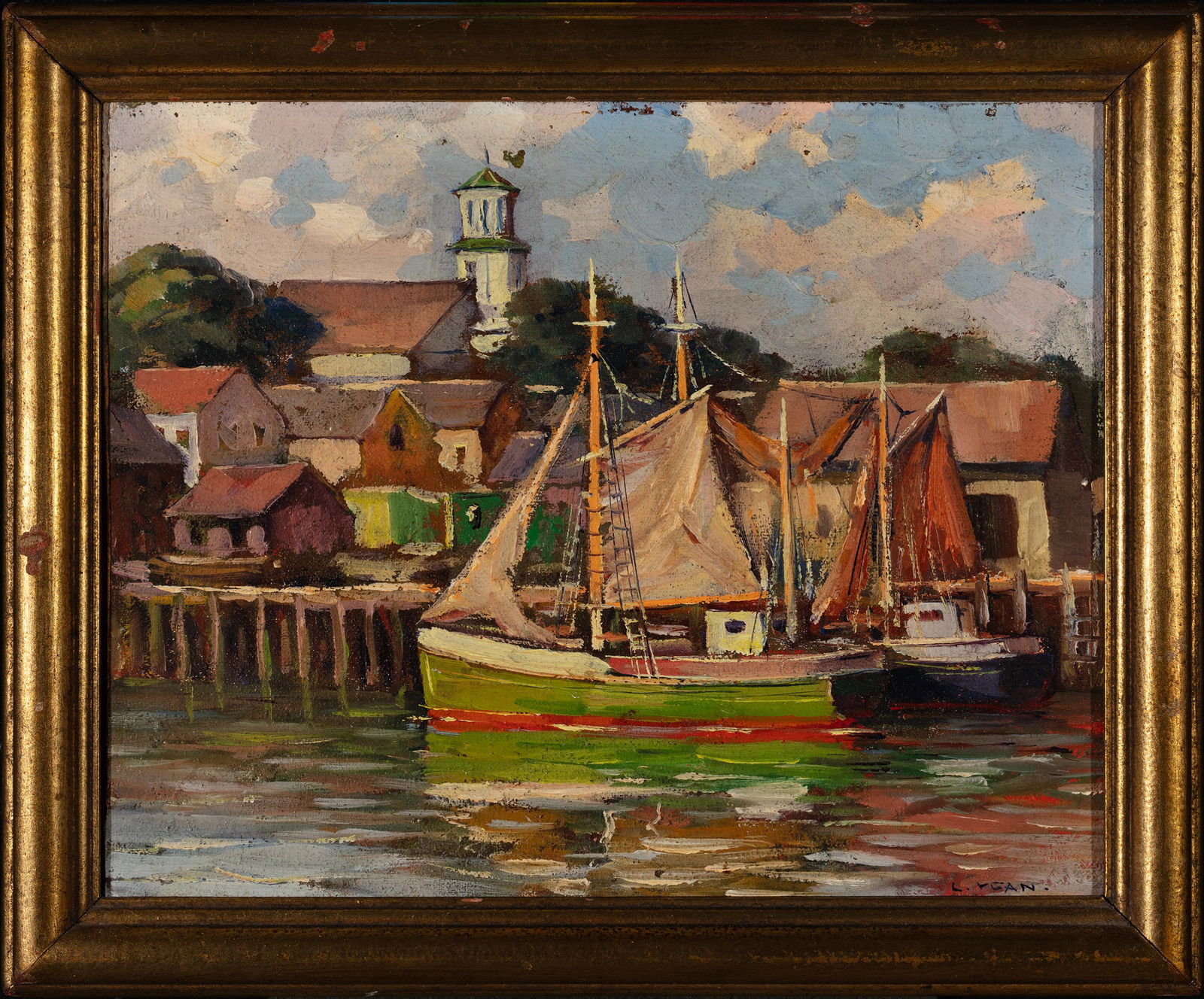 Laszlo de Nagy, Provincetown from the Harbor, Oil on panel (1 of 2)