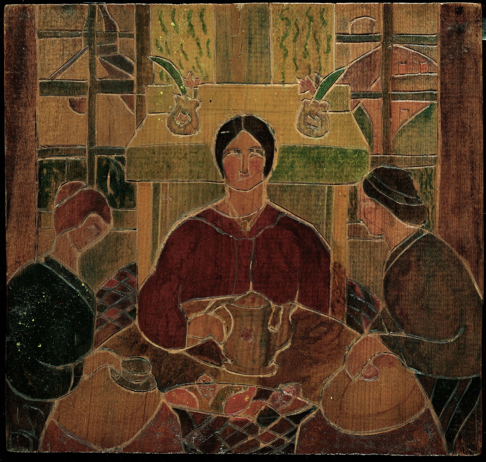 Agnes Weinrich, Teatime I, Wood printing block (1 of 1)