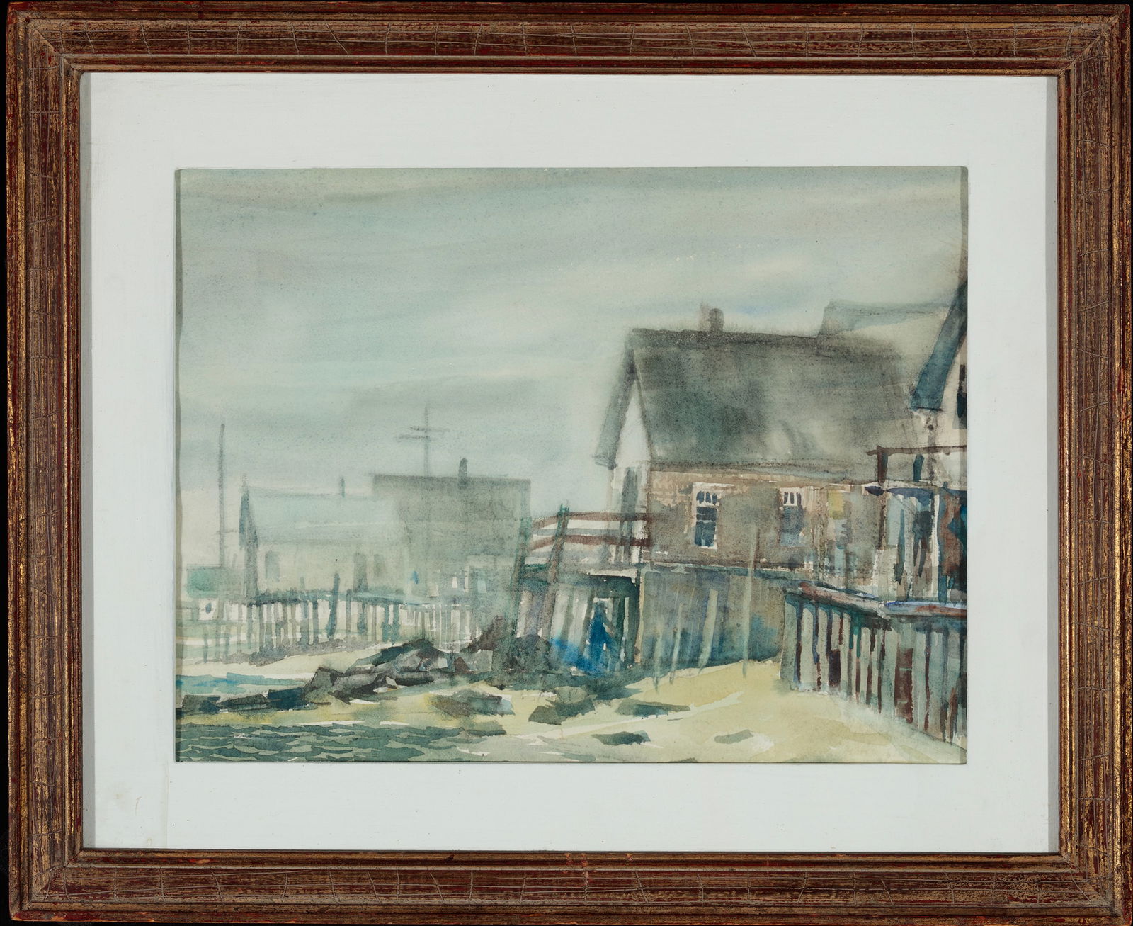 Frank Milby, Untitled (Houses on the Shore), Watercolor (1 of 2)