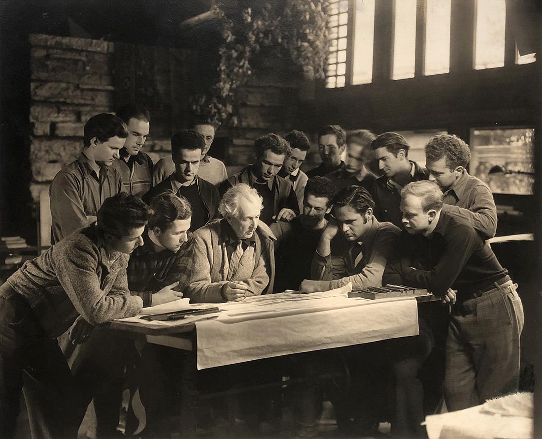 Hedrich Blessing Studio, Frank Lloyd Wright, c. 1930: Hedrich Blessing Studio, Frank Lloyd Wright, Chicago c. 1930, Vintage gelatin silver print, mounted. Matted. Studio credit stamped on mount recto. Crop notations in pencil on mount recto. Title in pen
