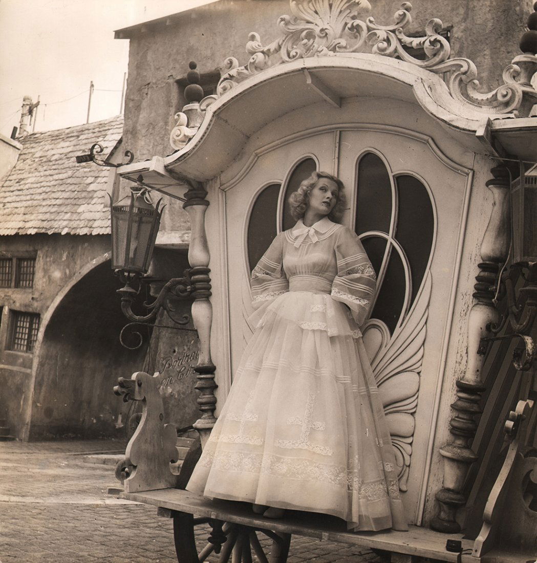 Louise Dahl-Wolfe, Ilona Massey, MGM Lot, 1939: Louise Dahl-Wolfe, Ilona Massey, MGM Lot, December 1939, Vintage gelatin silver print, 11" x 10.5". Artist's credit stamped on verso. Notes in pencil on verso.