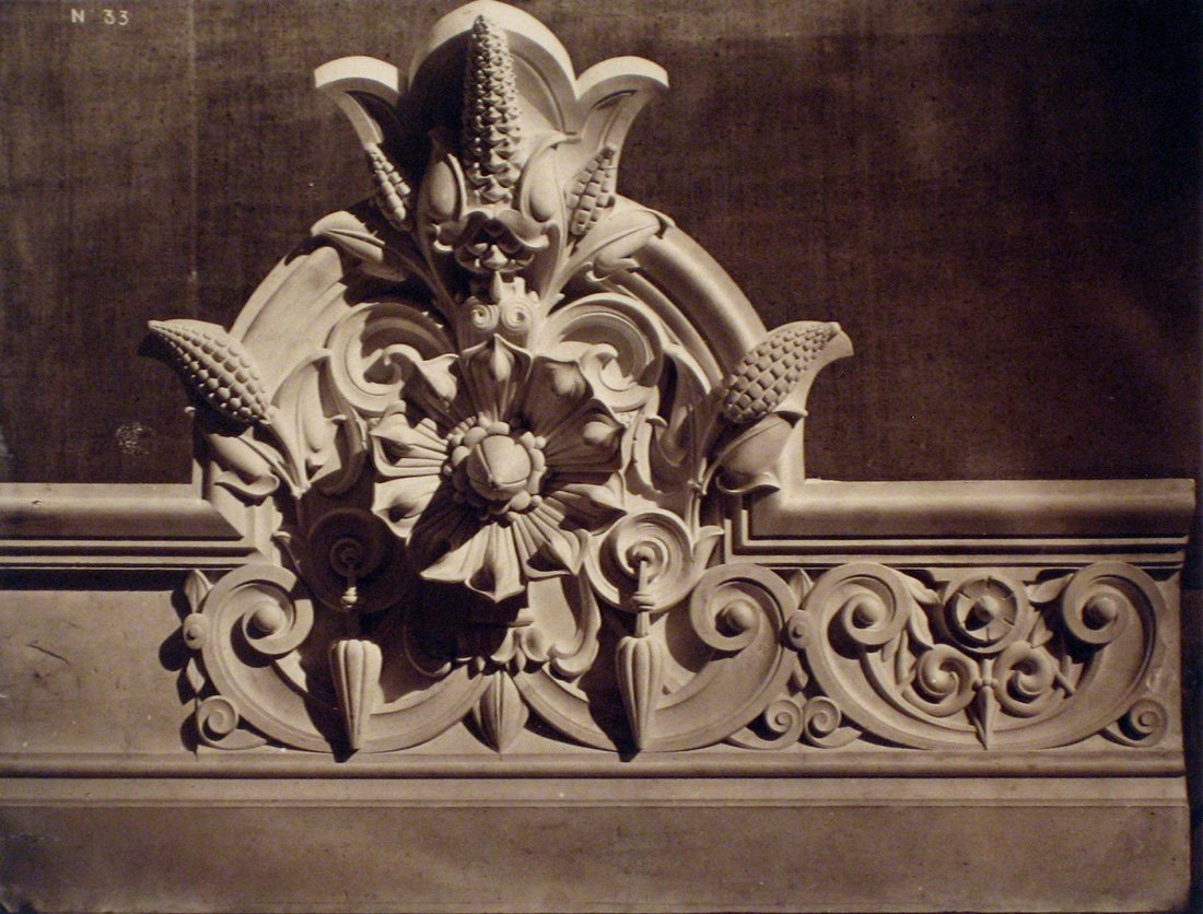 Louis-Emile Durandelle, Cheneau de la grande..., 1876: Louis-Emile Durandelle, Cheneau de la grande coupole de la salle, from "Le Nouvel Opera de Paris, Sculpture Ornamentale," 1876, Albumen print, 8.25" x 11", mounted 24.5" x 17.5"