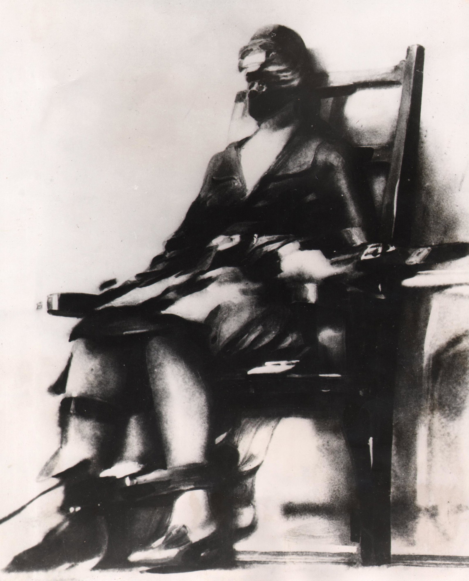 Thomas Howard, Execution of Ruth Snyder, 1928: Thomas Howard, Execution of Ruth Snyder, 1928, Gelatin silver print, 10" x 8". Matted. Typed captions affixed to verso. Date stamp on verso. Ruth Brown Snyder (March 27, 1895 – January 12, 1928) was