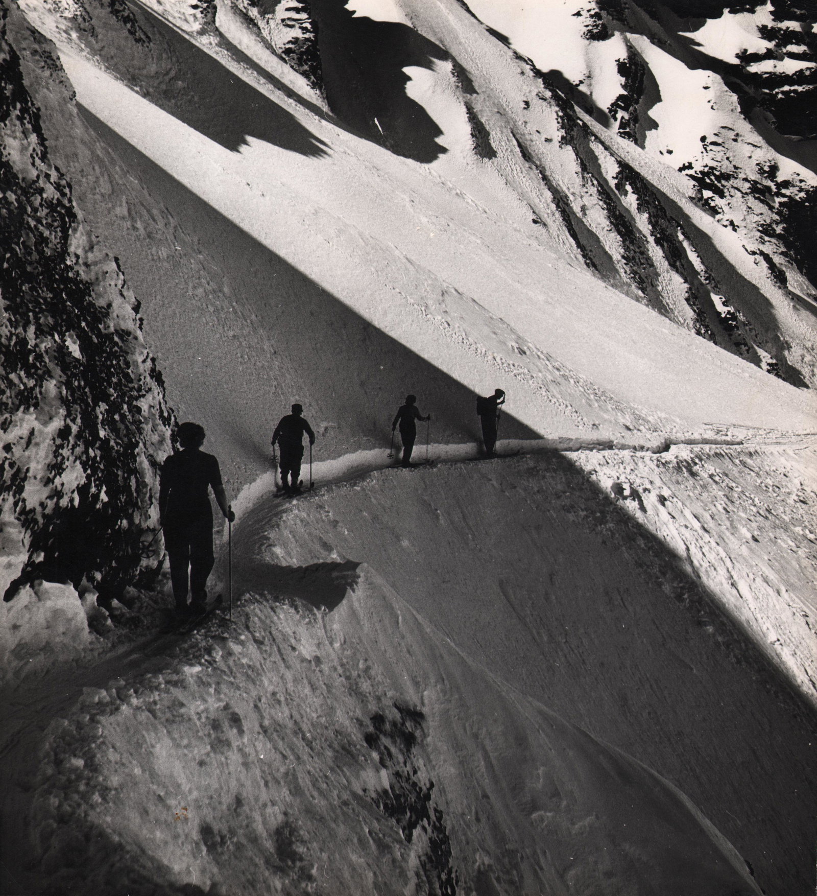 Carter Jones, Skiiers, c. 1950: Carter Jones, Skiiers, c. 1950, Vintage gelatin silver print, 11.25" x 10.25". Artist's credit stamped on verso. Numbered in pencil on verso.