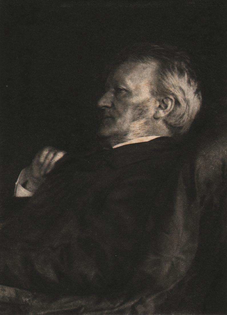 Frederick Evans, (2) Platinum prints, Wagner & Browning: Frederick Evans, (2) Platinum prints:1. Richard Wagner, n.d., platinum print , 6" x 4.25", mounted 12.25" x 9.25". Titled in pencil on mount verso. 2. Robert Browning after Mrs. Cameron, n.d., platinu