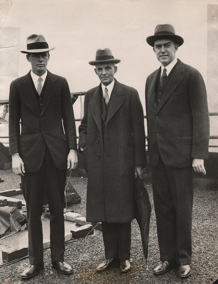 Times Wide World, Lindbergh, Ford, & MacCracken, 1928: Times Wide World, Colonel Charles A. Lindbergh; Henry Ford and William P. MacCracken, Jr. photographed together on the roof of the Department of Commerce where they were shown the air markers being de