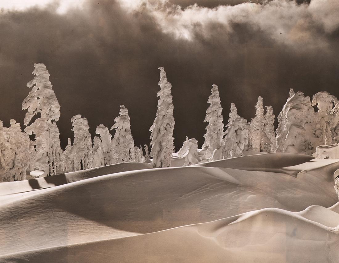 Ray Atkeson, Break in the Storm, c. 1950: Ray Atkeson, Break in the Storm, c. 1950, Vintage gelatin silver print, Image 10.5" x 13.5", Paper 11" x 14". Artist's credit stamped on verso. Partial typed caption affixed to verso. Numbers/notes in