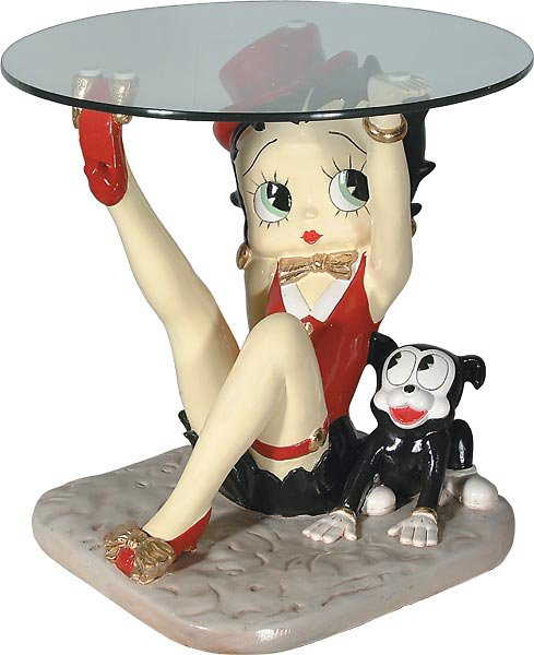 40166 Betty Boop Side Table Wglass Free