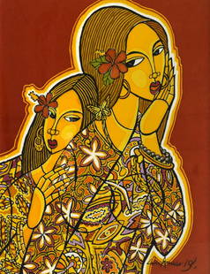 LIM ANUAR (b. 1969) Two Sisters, 2019: LIM ANUAR b. Kuala Lumpur, 1969 TWO SISTERS, 2019 Signed and dated (lower right) Batik 85 cm x 65 cm ------------------- LIM ANUAR 