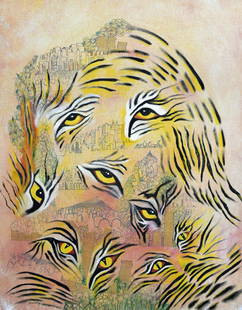 ELAIN WONG EE LIN (b. 1976) The Eyes, 2020: ELAIN WONG EE LIN b. Penang, 1976 THE EYES, 2020 Signed (lower left) Acrylic and sakura pen on canvas 80 cm x 60 cm ------------------- 黄钰玲