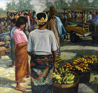 JANE TAN GIOK TJENG (b. 1947) Simple Life, 2018: JANE TAN GIOK TJENG b. Indonesia, 1947 SIMPLE LIFE, 2018 Signed (lower right) Oil on canvas 100 cm x 100 cm ------------------- JANE TAN GIOK TJENG