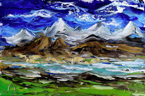 KOH TENG HUAT (b. 1963) Mountain Landscape II, 2019: KOH TENG HUAT b. Penang, 1963 MOUNTAIN LANDSCAPE II, 2019 Signed and dated (lower left) Oil on canvas 60 cm x 90 cm ------------------- 古天发