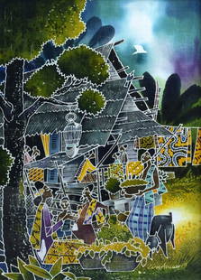 LIM ANUAR (b. 1969) Fruit Collection, 2019: LIM ANUAR b. Kuala Lumpur, 1969 FRUIT COLLECTION, 2019 Signed and dated (lower right) Batik 57 cm x 40 cm ------------------- LIM ANUAR 
