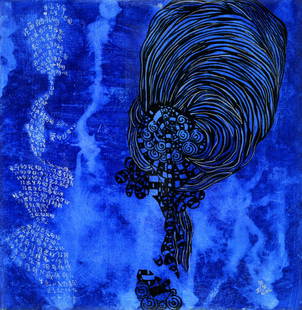 ELAIN WONG EE LIN (b. 1976) Never Look Back, 2019: ELAIN WONG EE LIN b. Penang, 1976 NEVER LOOK BACK, 2019 Signed (lower right) Acrylic and sakura pen on canvas 30 cm x 30 cm ------------------- 黄钰玲