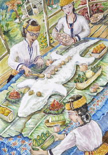 CHRISTIANNE GOONTING (b. 1961) Luba Buayeh, 2020: CHRISTIANNE GOONTING (TIANNE) b. Selangor, 1961 LUBA BUAYEH FESTIVAL AT LONG PASIA SABAH, 2020 Signed and dated (lower right) Watercolour on paper 30 cm x 20 cm ------------------- 
