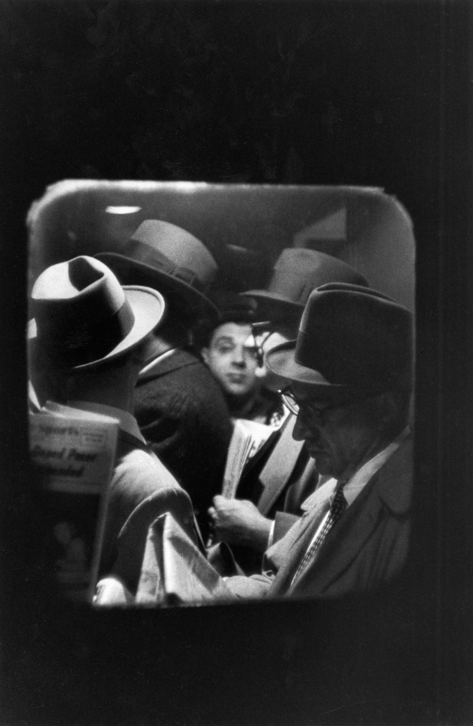 LOUIS STETTNER Odd Man Out, Penn Station, NY 1958: LOUIS STETTNER (1922-2016), ODD MAN OUT, PENN STATION, NEW YORK, 1958 gelatin silver print, printed later; 13 1/4 x 8 3/4 in. (image); 11 x 14 in. (sheet), 20 x 16 in. (matted); signed, titled, dated