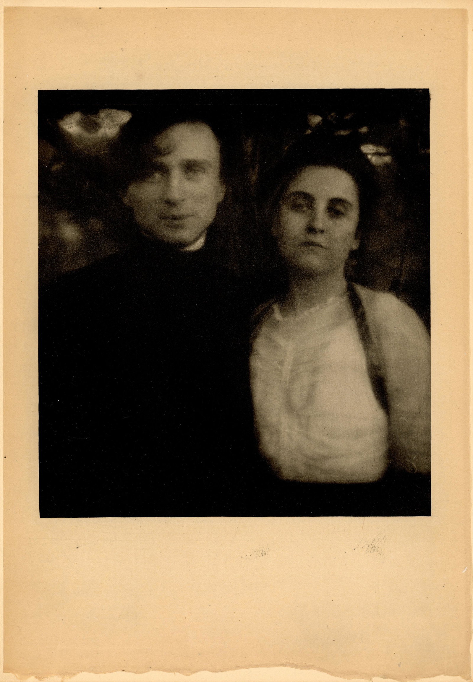 EDWARD J. STEICHEN Steichen and Wife Clara, 1903: EDWARD J. STEICHEN (1879-1973), STEICHEN AND WIFE CLARA ON THEIR HONEYMOON LAKE GEORGE NEW YORK, 1903 vintage photogravure, printed 1906, 7 x 8 in. (image), 12 x 8 in. (sheet), signed recto in plate; 