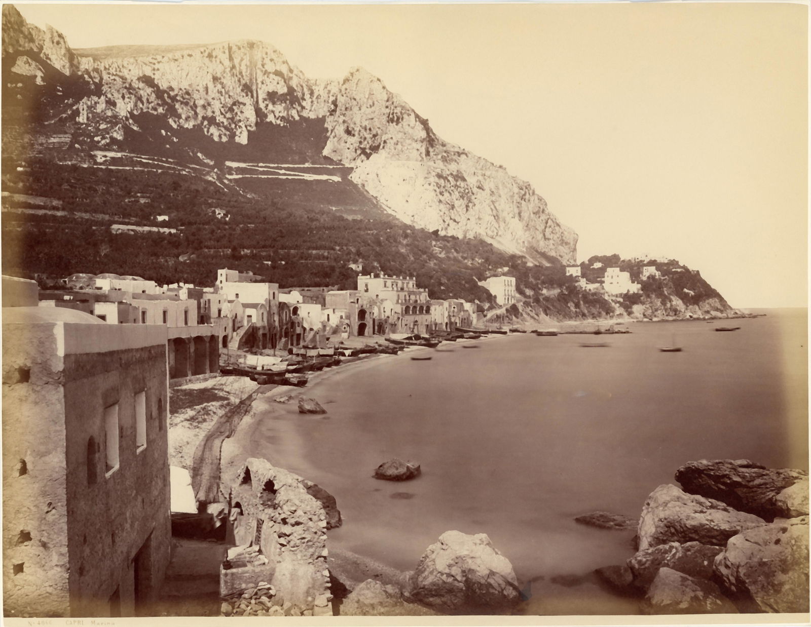 Capri Marina, c. 1870s: GIORGIO SOMMER (1834-1914), CAPRI - MARINA c. 1870 vintage albumen print; 11 x 14 in. (paper): Print No. 4066; Condition: Excellent. GSO-0014 Giorgio Sommer was born in Frankfurt am Main (in modern-da