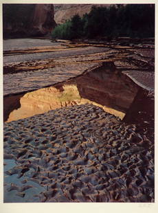 ELIOT PORTER, ESCALANTE RIVER OUTWASH, GLEN CANYON, SEPTEMBER 2, 1962: ELIOT PORTER (1902-1990) ESCALANTE RIVER OUTWASH, GLEN CANYON, SEPTEMBER 2, 1962 dye transfer print, printed later; 15 3/4 x 12 12 in. (image), 24 x 20 in. (mount); signed recto in pencil, artist