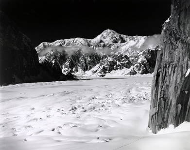 BRADFORD WASHBURN, MT. MCKINLEY FROM THE GREAT GORGE, ALASKA, 1955: BRADFORD WASHBURN (1910-2007), MT. MCKINLEY FROM HEAD OF THE GREAT GORGE, ALASKA, 1955 gelatin silver print; 14 5/8 x 18 7/8 in. (image); signed, numbered with notations verso in pencil. Condition: