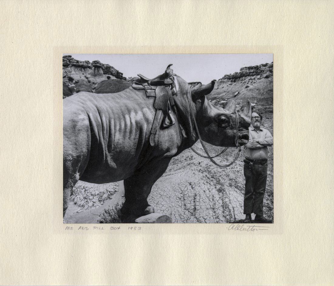 ALLEN DUTTON, ME AND PILL BOX, ME AND VICTORIA, & ME AND OLD DRIFTER, 1983: LOT 110 (three photographs) ALLEN DUTTON (1922-2017) ME AND PILL BOX , 1983 vintage gelatin silver print; 4 x 5 in. (image), 8 x 10 in. (sheet); dry mounted and matted; signed, titled, dated, recto in