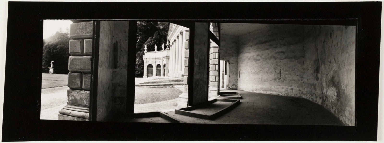 , GEOFFREY JAMES, GROUP OF FOUR ARCHITECTURAL VIEWS, 1979-1982: GEOFFREY JAMES (1942-), GROUP OF FOUR ARCHITECTURAL VIEWS, 1979-1982, (Dunbarton Oaks, 1979; St. Cloud, Port d’Honneur, 1981; Mary – 6 – Roi, 1981; Villa Reale, Stra., 1982); all vintage gelatin