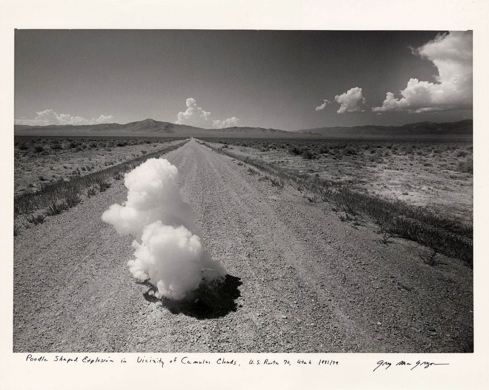 , GREG MACGREGOR, POODLE SHAPED EXPLOSION IN THE VICINITY OF CUMULUS CLOUDS, 1981/79 (1 of 2)