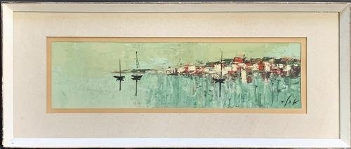 Beautiful Signed Oil on Paper Seascape (1 of 3)