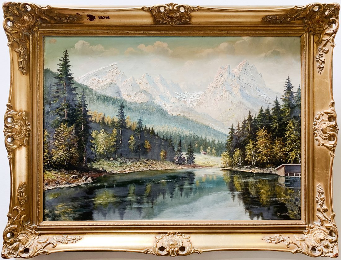 Beautiful Original Oil On Canvas Lake Scenery (1 of 4)