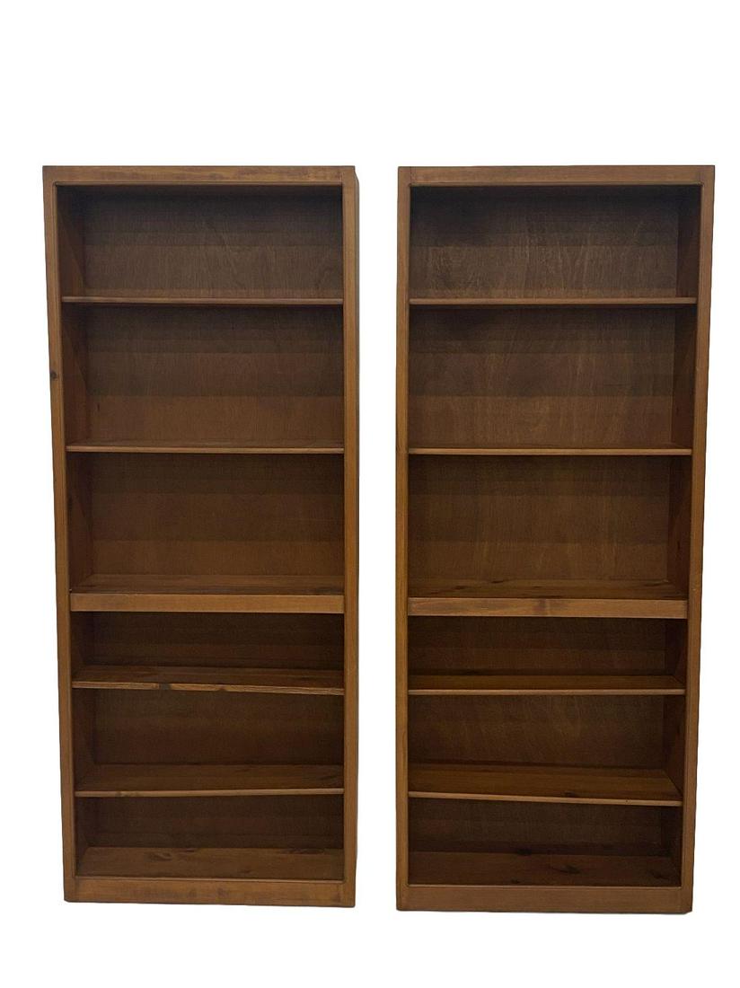 Pair of Knotty Pine Book Shelves: These pieces have 5 shelves each.