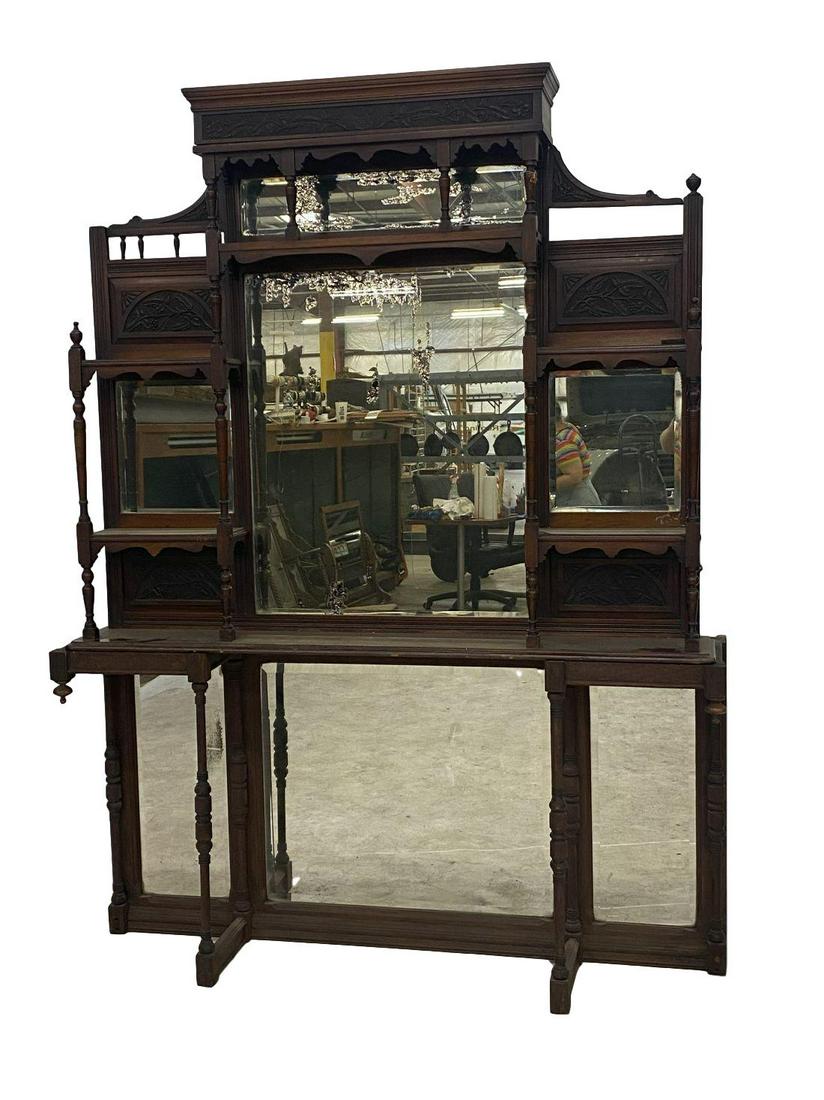 Antique Victorian 2 piece bar mirror: appears to be a marriage but very cool nonethless