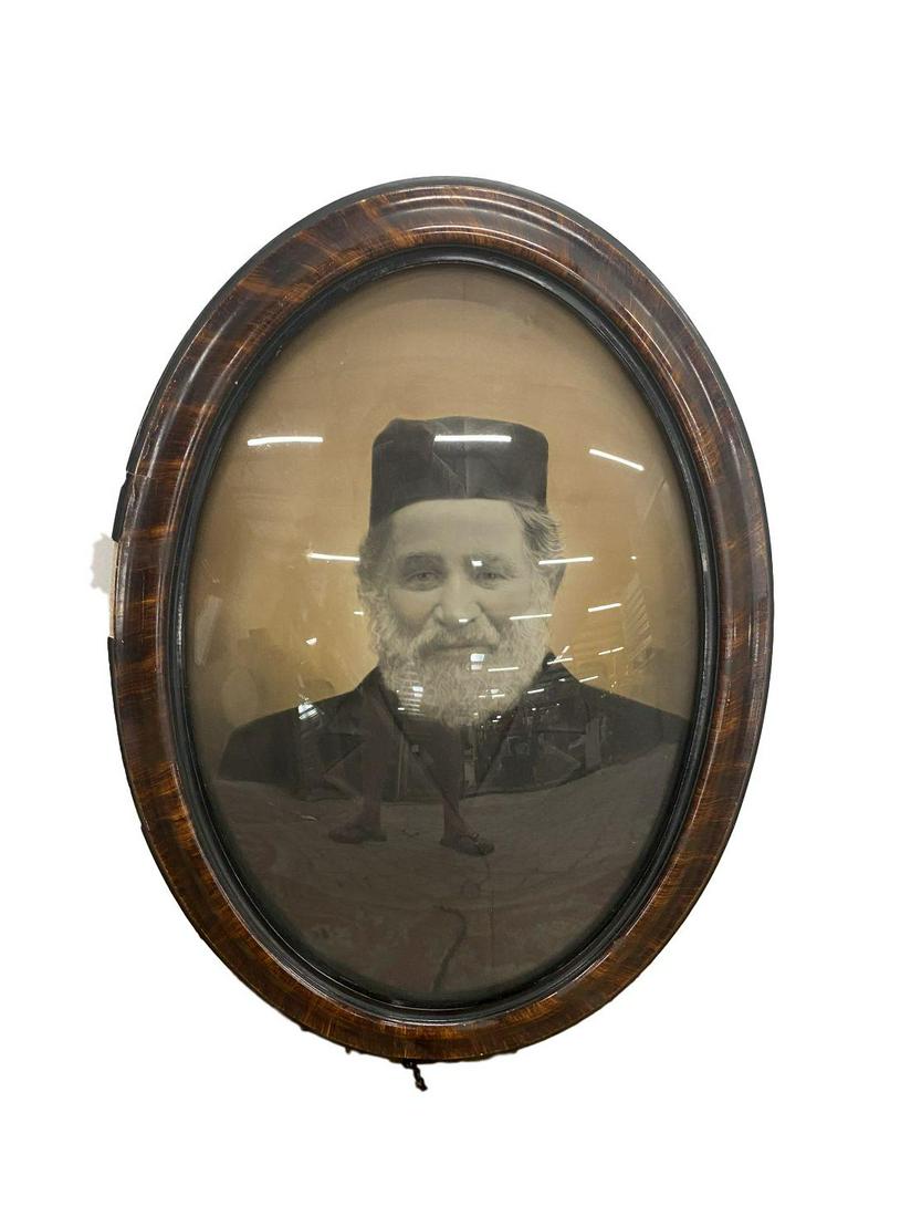 Flamed mahogany bubble glass frame portrait: samuel schreiber