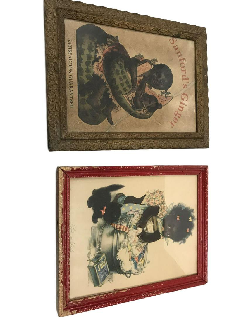 Pair of black americana advertisements: Pair of black americana advertisements