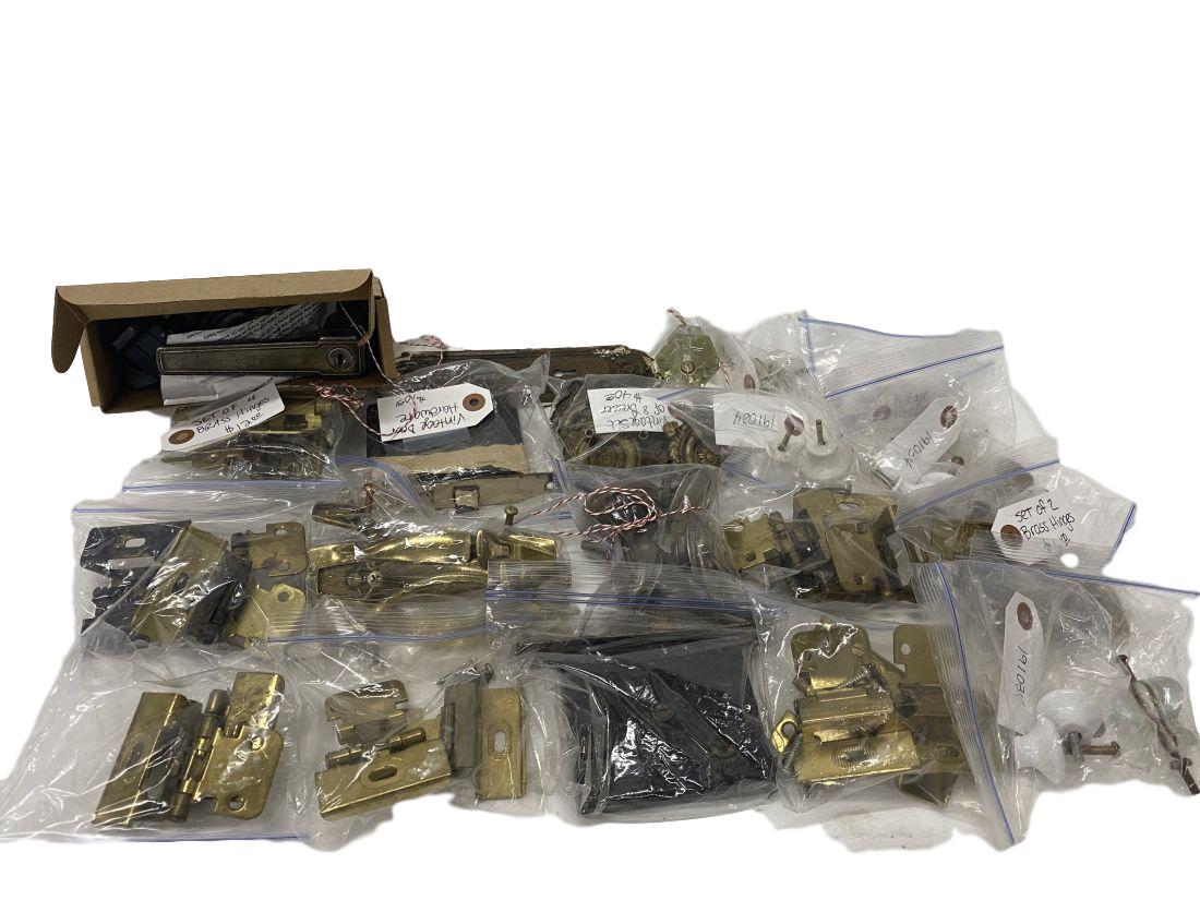 huge lot of brass hardware and porcelain knobs: huge lot of brass hardware and porcelain knobs