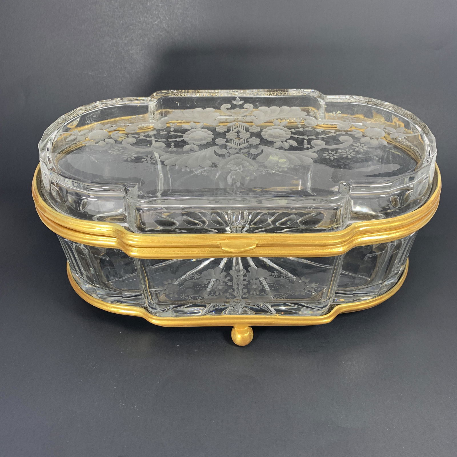 A Large French Gilt Bronze & Cut Crystal Box (1 of 20)