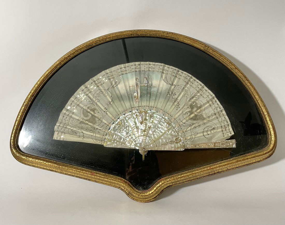 A Fine 19th Century French Silk & Mother of Pearl Fan (1 of 13)