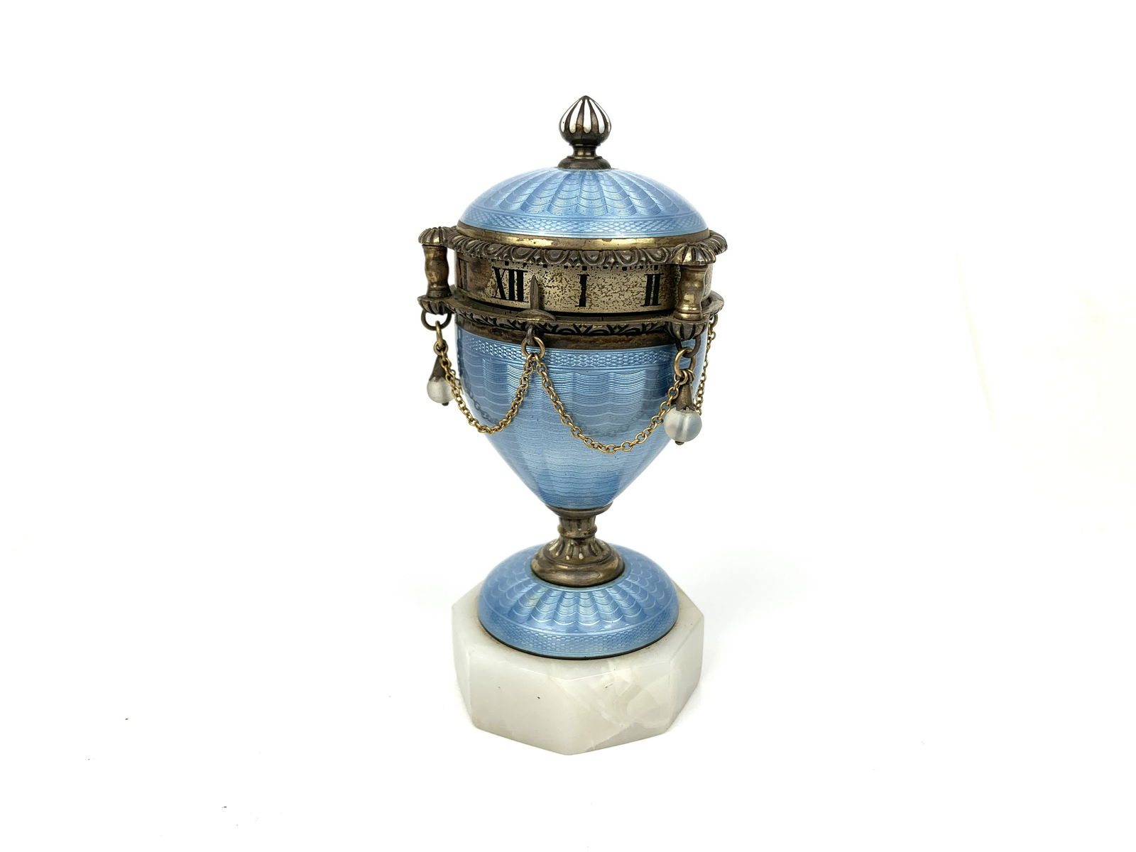 A 19th French Blue Guilloche Enamel Silver Rotary Clock (1 of 14)