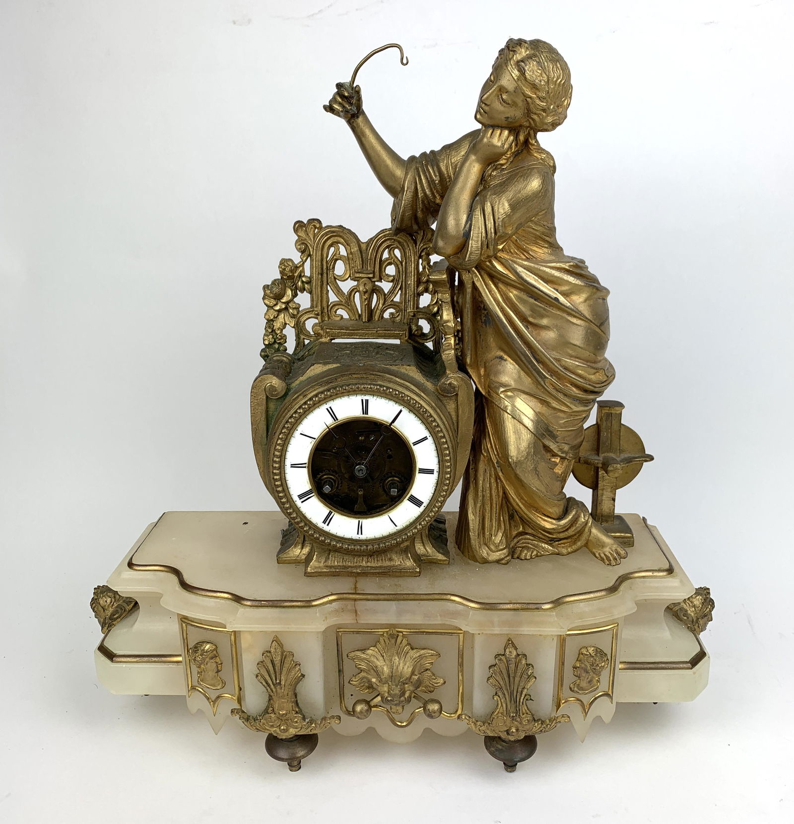 A 19th Century Gilt Metal Mounted Alabaster Table Clock (1 of 20)