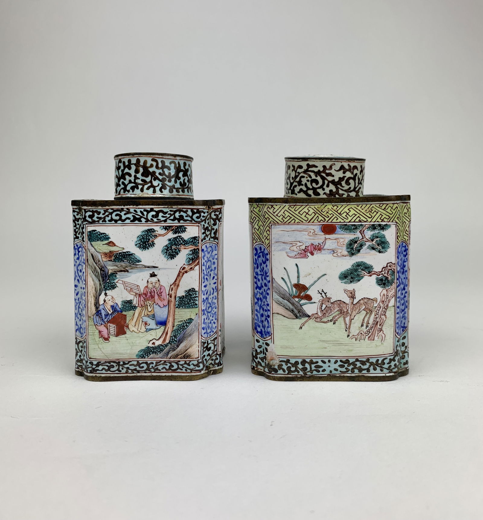 A Chinese Pair of 18th Century Enamel Canton Tea Caddy (1 of 19)