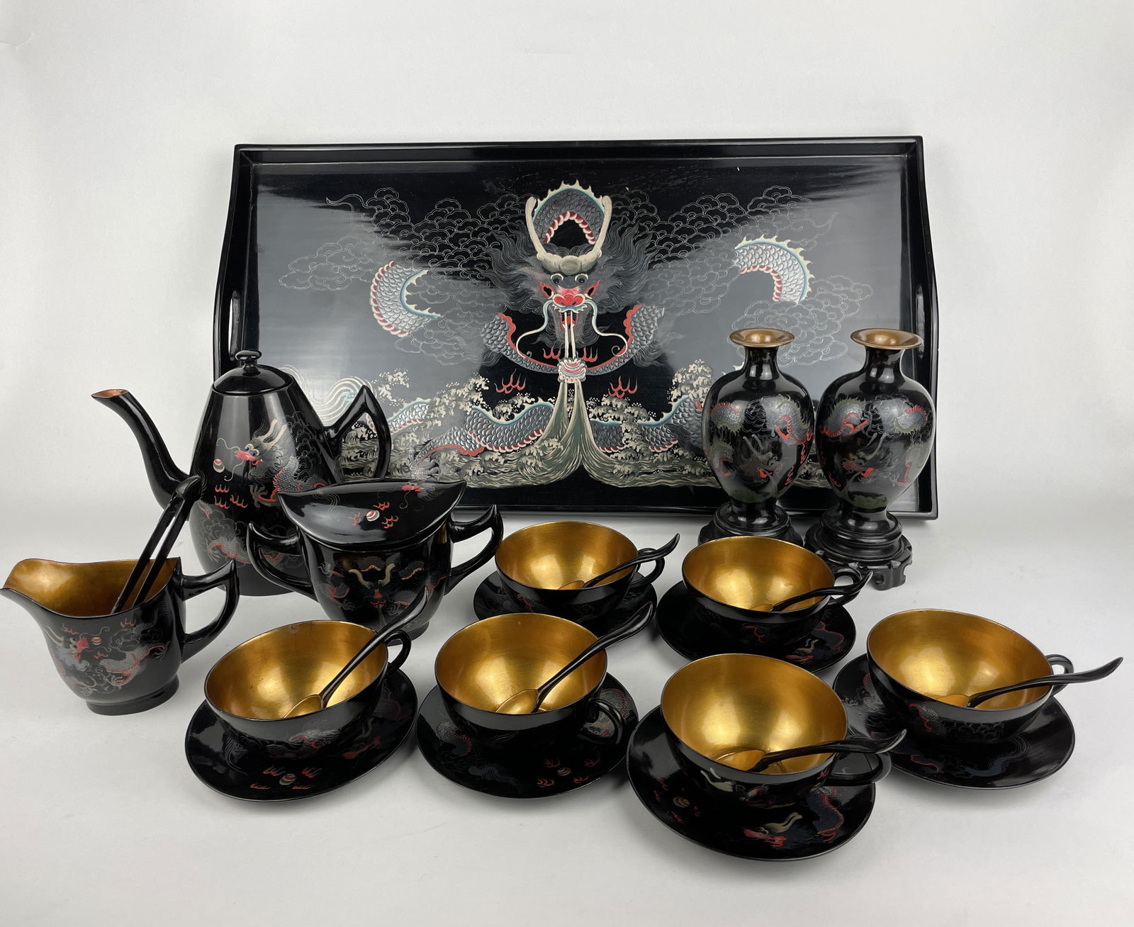Early 20th Century Chinese Lacquer Tea Set (1 of 20)