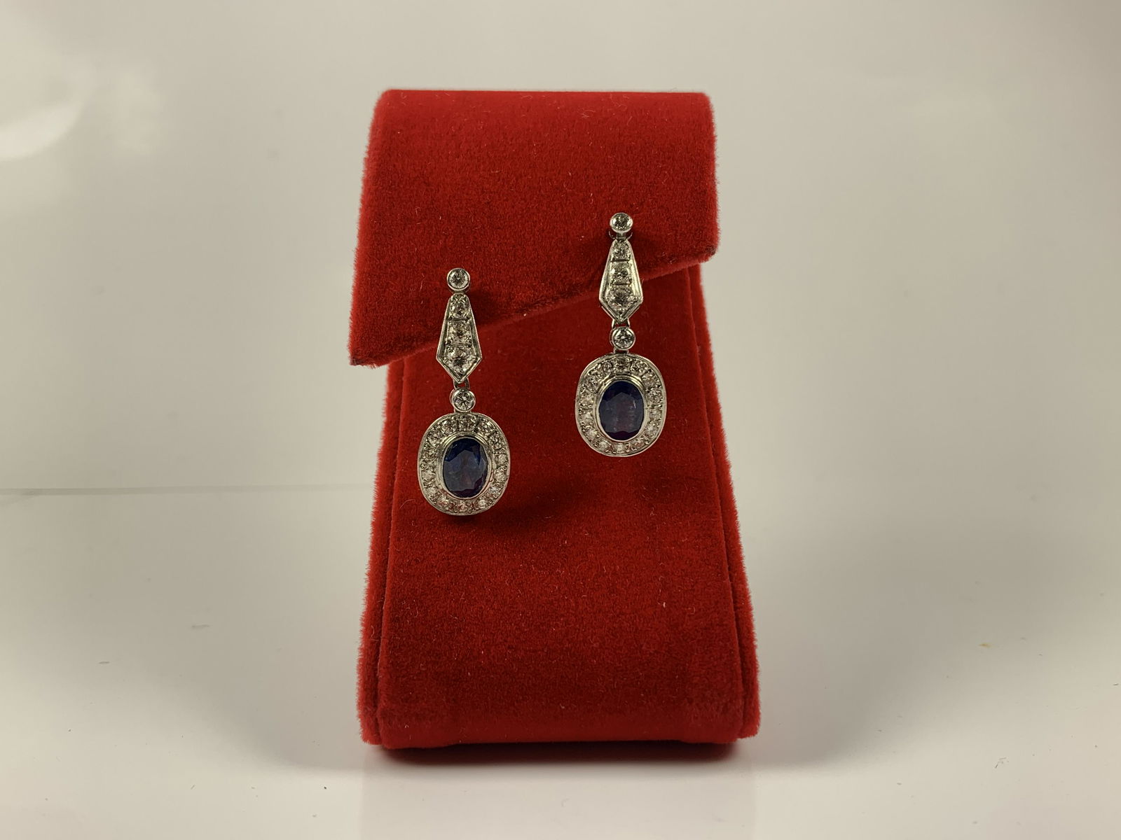 14k White Gold 2 Ct Sapphire 2.1 Ct Diamond Earrings (1 of 10)